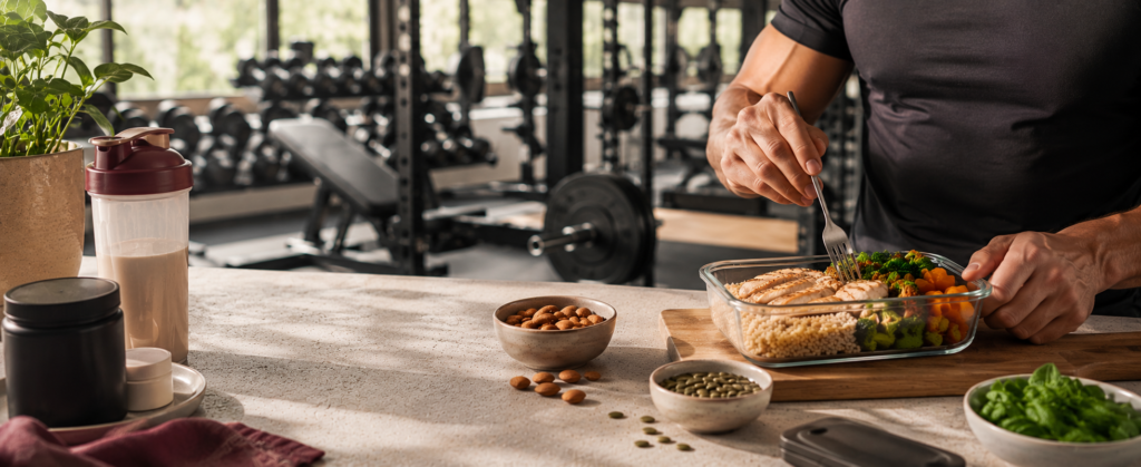 Hipertrofia: Planejamento alimentar para ganho de massa muscular com acompanhamento profissional.